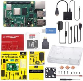 img 4 attached to 🔥 Ультимативный стартовый пакет: набор KEYESTUDIO Raspberry Pi 4 Model B с 4 ГБ ОЗУ, блоком питания, корпусом, вентилятором, кабелем HDMI, считывателем SD-карт