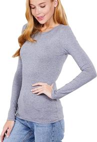 img 4 attached to ✨ Versatile & Comfortable Women's Basic Solid Long Sleeve Tops in Various Sizes: Crew Neck & V Neck Slim Fit Shirts Plus (S-2XL)