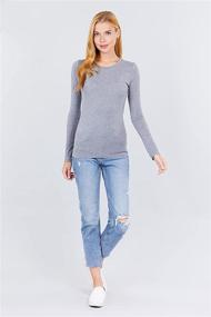 img 1 attached to ✨ Versatile & Comfortable Women's Basic Solid Long Sleeve Tops in Various Sizes: Crew Neck & V Neck Slim Fit Shirts Plus (S-2XL)