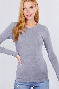 img 3 attached to ✨ Versatile & Comfortable Women's Basic Solid Long Sleeve Tops in Various Sizes: Crew Neck & V Neck Slim Fit Shirts Plus (S-2XL)