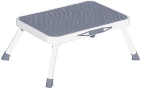 img 4 attached to 🪜 Sattiyrch Step Stool for Adults: Portable Folding Metal One-Step Stool with Non-Slip Platform - 6.8 (H), Max Load 330 lbs