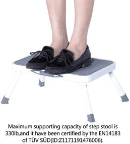 img 2 attached to 🪜 Sattiyrch Step Stool for Adults: Portable Folding Metal One-Step Stool with Non-Slip Platform - 6.8 (H), Max Load 330 lbs