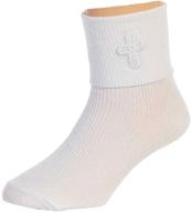 🧦 classic boys white first communion baptism socks: elegant special occasion footwear with cross design logo
