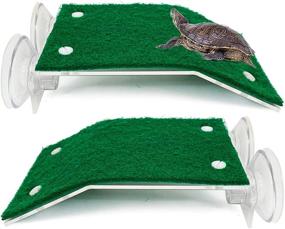 img 4 attached to 🐢 2PCS Hamiledyi Turtle Basking Platform & Reptile Ramp with Artificial Grass Pier - Ideal for Aquarium Fish Tanks and Terrariums