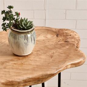 img 2 attached to 🌳 WELLAND Natural Edge Wood End Table, Side Table, Nightstand, & Plant Stand - Unique Design, 20.5" Tall Desktop