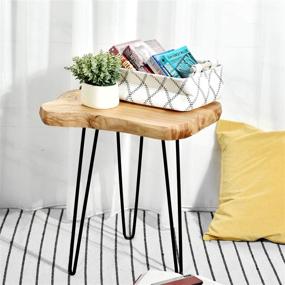 img 3 attached to 🌳 WELLAND Natural Edge Wood End Table, Side Table, Nightstand, & Plant Stand - Unique Design, 20.5" Tall Desktop