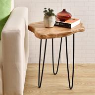 🌳 welland natural edge wood end table, side table, nightstand, & plant stand - unique design, 20.5" tall desktop logo