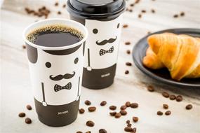 img 2 attached to ☕ 25 Monsieur Design 16oz Paper Coffee Cups - Leakproof, Recyclable, Black & White Hot Cups - Insulated