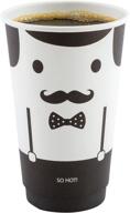 ☕ 25 monsieur design 16oz paper coffee cups - leakproof, recyclable, black & white hot cups - insulated logo