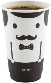 img 1 attached to ☕ 25 Monsieur Design 16oz Paper Coffee Cups - Leakproof, Recyclable, Black & White Hot Cups - Insulated