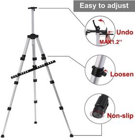 img 3 attached to 🎨 STARHOO Aluminum Art Easel Stand - Adjustable Height 17" to 56" for Painting Canvases | Table Top/Floor | Portable Bag Included (Silver)