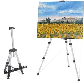 img 4 attached to 🎨 STARHOO Aluminum Art Easel Stand - Adjustable Height 17" to 56" for Painting Canvases | Table Top/Floor | Portable Bag Included (Silver)