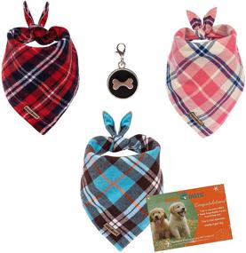 img 4 attached to 🐶 BUDDY TASTIC Dog Bandana 3 Pack - Stylish and Adjustable Reversible Triangle Pet Scarf - Plaid Design for Small to Medium Dogs - Washable Kerchief/Bibs - with Included Dog Tag