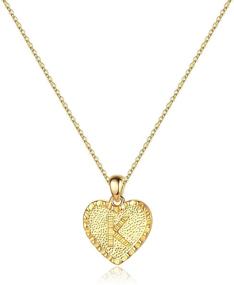 img 4 attached to IEFSHINY Heart Initial Necklace: Handmade 14K Gold Filled Pendant for Women 🎁 - Engraved Dainty Alphabet Monogram Necklaces; Perfect Jewelry Gift for Women and Teen Girls