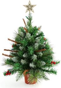 img 2 attached to 🎄 CASA CLAUSI 22 Inch Tabletop Christmas Tree: Pre-lit with 35 Multi-Colored Lights, Decorated with Ornaments – Artificial Green Tree