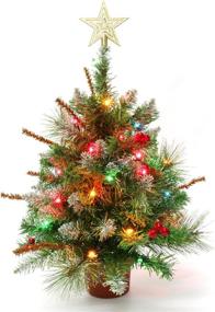 img 3 attached to 🎄 CASA CLAUSI 22 Inch Tabletop Christmas Tree: Pre-lit with 35 Multi-Colored Lights, Decorated with Ornaments – Artificial Green Tree