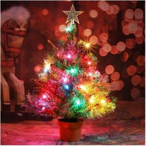 img 4 attached to 🎄 CASA CLAUSI 22 Inch Tabletop Christmas Tree: Pre-lit with 35 Multi-Colored Lights, Decorated with Ornaments – Artificial Green Tree