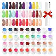 gel nail polish set - 36 colors, 8ml nail art pigment, solid glue extension gel. includes nail brush & file for diy nail art design логотип