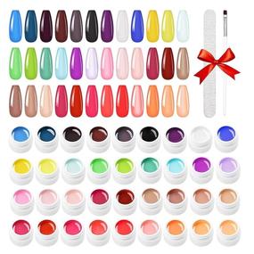 img 4 attached to Gel Nail Polish Set - 36 Colors, 8ML Nail Art Pigment, Solid Glue Extension Gel. Includes Nail Brush & File for DIY Nail Art Design