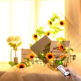 img 4 attached to 🌻 6.5 ft Artificial Sunflower String Light with 20 LEDs - Battery Powered, 8 Modes, Remote Control, Timer - Ideal for Wedding, Valentines Day, Birthday - Home Decor