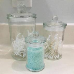 img 1 attached to 🛁 Space-Saving Bathroom Storage: Suwimut Set of 3 Glass Apothecary Jars for Qtips, Cotton Swabs, Cotton Balls, Bath Salts