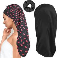 sleep in style: 2pcs long satin bonnet sleep cap with big braids bonnets & hairband for women logo