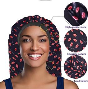 img 1 attached to Sleep in Style: 2Pcs Long Satin Bonnet Sleep Cap with Big Braids Bonnets & Hairband for Women