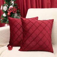 🎅 beben pack of 2 velvet throw pillows sofa decorative holiday christmas pillow covers 18x18 soft solid cushion case for bedroom car outdoors - red logo