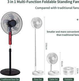 img 3 attached to 🌬️ SmartDevil 2-in-1 Folding Portable Stand Fan - Remote Control, 4 Speeds, 7200 mAh Battery - Home, Office, Travel, Camping