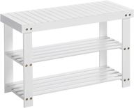 👞 songmics bamboo shoe bench, shoe rack organizer, stable storage shelf for entryway, living room, bedroom, supports up to 264 lb, 27.6 x 11.2 x 17.7 inches, white ulbs004w01 logo