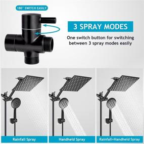 img 2 attached to 💧 XaGai 8 Inch Rain ShowerHead with 11 Inch Extension Arm - High Pressure Handheld Shower Head Combo, 3 Spray Settings, 60'' Hose, Adhesive Bracket - Matte Black