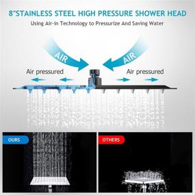 img 3 attached to 💧 XaGai 8 Inch Rain ShowerHead with 11 Inch Extension Arm - High Pressure Handheld Shower Head Combo, 3 Spray Settings, 60'' Hose, Adhesive Bracket - Matte Black