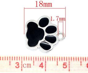 img 3 attached to 🐾 Housweety 10PCs Silver Tone Black Enamel Dog Paw Pendants - 18x17mm, Ideal for Jewelry Making