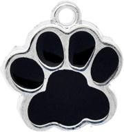 🐾 housweety 10pcs silver tone black enamel dog paw pendants - 18x17mm, ideal for jewelry making logo