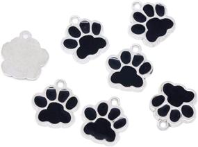 img 2 attached to 🐾 Housweety 10PCs Silver Tone Black Enamel Dog Paw Pendants - 18x17mm, Ideal for Jewelry Making