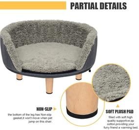 img 2 attached to Sturdy Wooden Frame Cat Bed - Elevated Nordic Style Pet Stool Bed 🐱 with Plush Round Cushion - Removable, Easy to Clean and Perfect for Kittens or Puppies