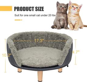 img 3 attached to Sturdy Wooden Frame Cat Bed - Elevated Nordic Style Pet Stool Bed 🐱 with Plush Round Cushion - Removable, Easy to Clean and Perfect for Kittens or Puppies