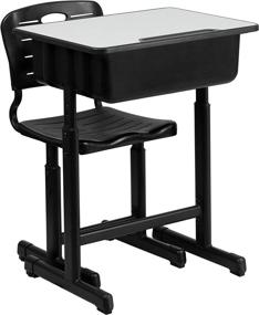 img 3 attached to Student Desk and Chair Set - Adjustable Height with Black Pedestal Frame by Flash Furniture