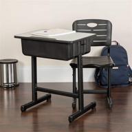 student desk and chair set - adjustable height with black pedestal frame by flash furniture logo