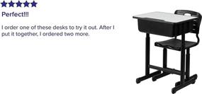 img 1 attached to Student Desk and Chair Set - Adjustable Height with Black Pedestal Frame by Flash Furniture
