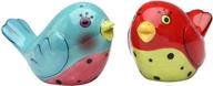 🐦 love birds salt and pepper shakers - appletree 1.75-inch ceramic, red and blue logo