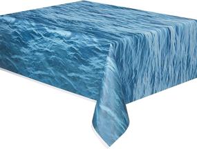 img 1 attached to 🌊 108-inch Plastic Tablecloth with Ocean Waves Design