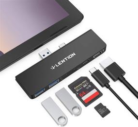 img 4 attached to LENTION 6-in-1 USB C Hub for Surface Pro 7: 4K/60Hz HDMI, 💻 SD & Micro SD Reader, USB 3.0, 60W Charging Port - CB-CS34 (Black)