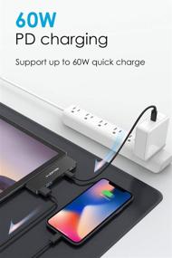 img 1 attached to LENTION 6-in-1 USB C Hub for Surface Pro 7: 4K/60Hz HDMI, 💻 SD & Micro SD Reader, USB 3.0, 60W Charging Port - CB-CS34 (Black)