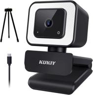 fhd webcam: kukiy 1080p/60fps streaming webcam with adjustable ring light and tripod, 3-level brightness adjustment, dual stereo microphones for live streaming, video recording, youtube, skype, twitter, zoom logo