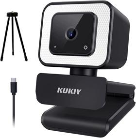 img 4 attached to FHD Webcam: KUKIY 1080p/60fps Streaming Webcam with Adjustable Ring Light and Tripod, 3-Level Brightness Adjustment, Dual Stereo Microphones for Live Streaming, Video Recording, YouTube, Skype, Twitter, Zoom