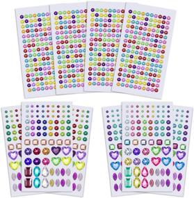img 4 attached to 💎 Anezus 1126Pcs Self-Adhesive Rhinestone Stickers: Stunning Crystal Gem Stickers for Nail, Body, Makeup & Festival - Assorted Sizes & Shapes (10 Sheets)