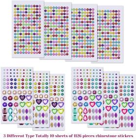 img 2 attached to 💎 Anezus 1126Pcs Self-Adhesive Rhinestone Stickers: Stunning Crystal Gem Stickers for Nail, Body, Makeup & Festival - Assorted Sizes & Shapes (10 Sheets)