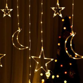 img 1 attached to Moon Star Icicle String Fairy Light Curtain - Remote Control Plug-in Window Lamp for Bedroom Patio, Wall, Christmas Decor, Wedding, Party - Indoor and Outdoor Use.