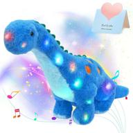 🦕 houwsbaby led diplodocus plush toy pillow: musical dinosaur floppy singing & light up - adorable stuffed animal for kids, toddlers - long neck lullaby - soothing birthday gift, blue, 13’’ logo